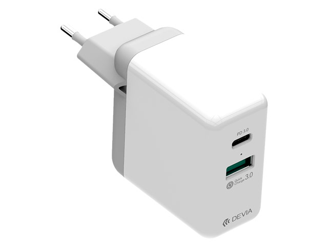 Зарядное устройство Devia PD Quick Charger Suit универсальное (сетевое, USB, USB-C, 36W, QC 3.0, белое)