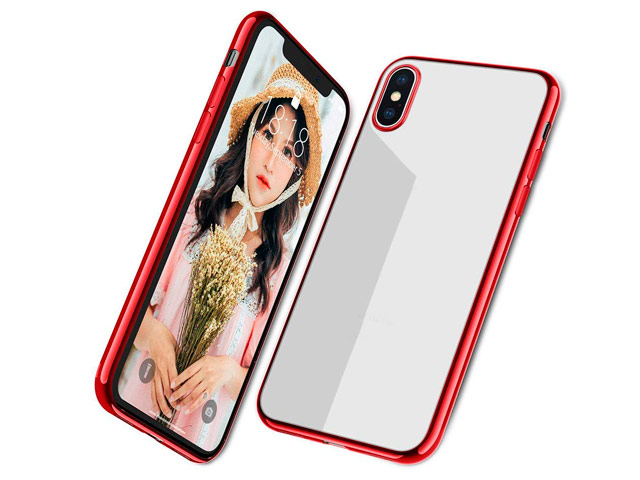 Чехол Yotrix GlitterSoft для Apple iPhone XS (красный, гелевый)