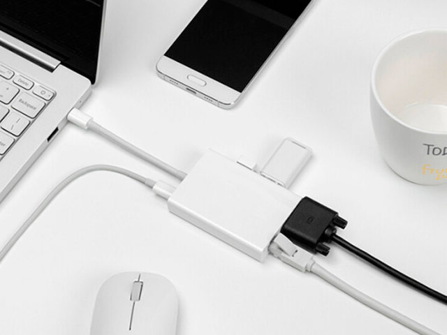 Адаптер Xiaomi Mi Multi-Adapter универсальный (USB Type C, VGA, 2xUSB, Ethernet, белый)