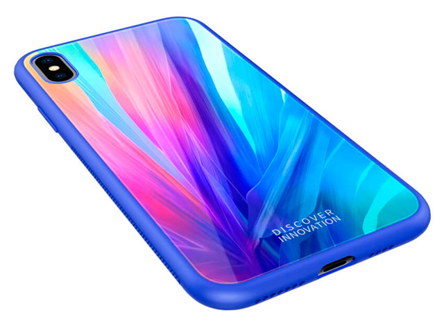 Чехол Nillkin Tempered Plaid case для Apple iPhone XS max (синий, гелевый/стеклянный)