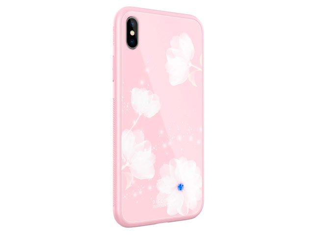 Чехол Nillkin Tempered Plaid case для Apple iPhone XS max (розовый, гелевый/стеклянный)