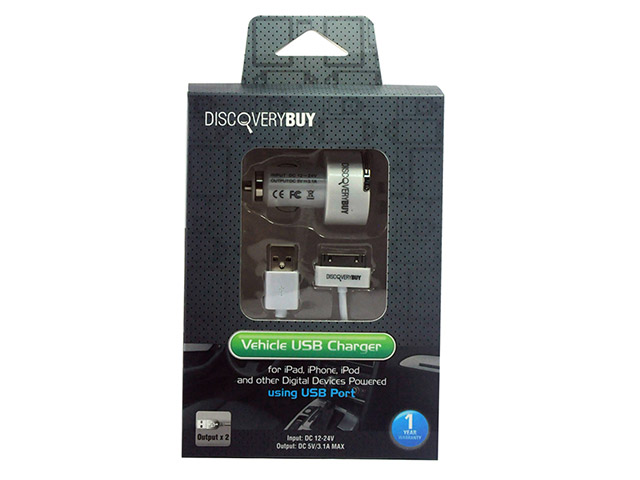 Зарядное устройство Discovery Buy Dual USB Car Charger для Apple iPad/iPhone/iPod (автомобильное, 2 x USB, 3.1A, белое)