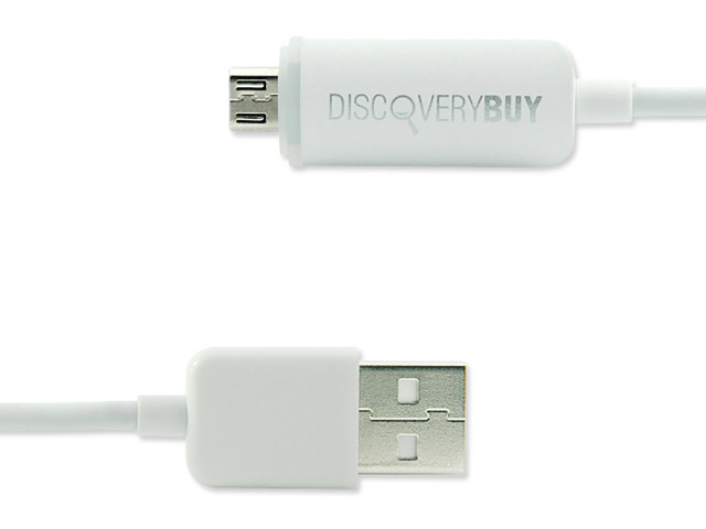 USB-кабель Discovery Buy USB cable для HTC/Samsung/Nokia/LG (белый, microUSB, с подсветкой)