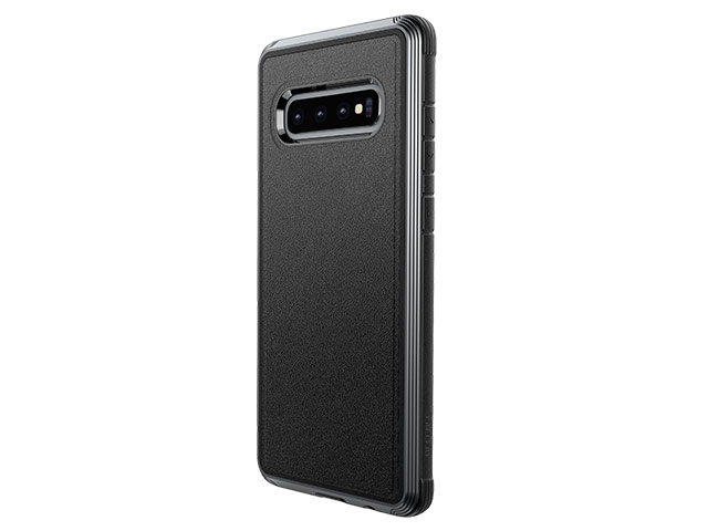 Чехол X-doria Defense Lux для Samsung Galaxy S10 plus (Black Leather, маталлический)