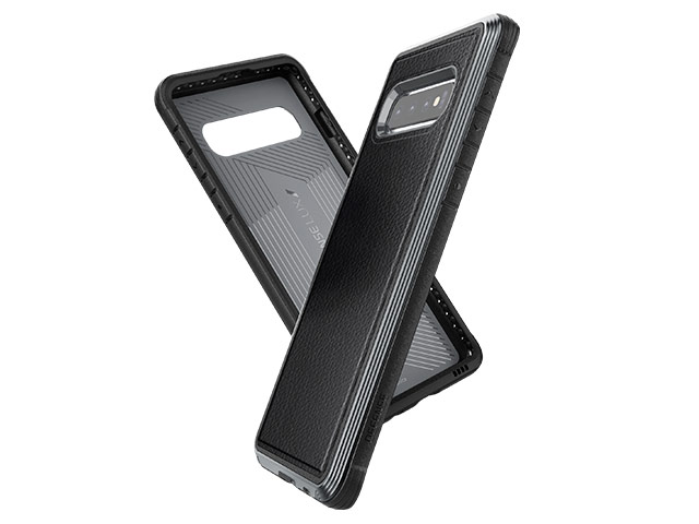 Чехол X-doria Defense Lux для Samsung Galaxy S10 plus (Black Leather, маталлический)