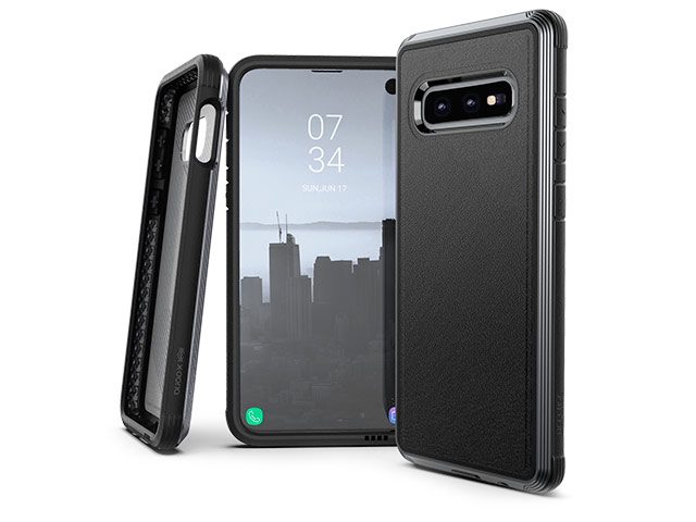 Чехол X-doria Defense Lux для Samsung Galaxy S10 lite (Black Leather, маталлический)