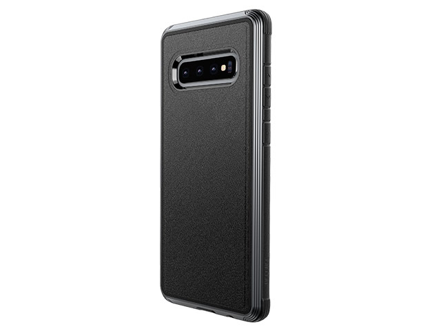 Чехол X-doria Defense Lux для Samsung Galaxy S10 (Black Leather, маталлический)