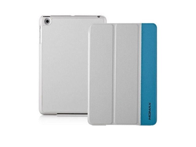 Чехол Momax Flip Cover Case для Apple iPad mini (белый/голубой, кожанный)