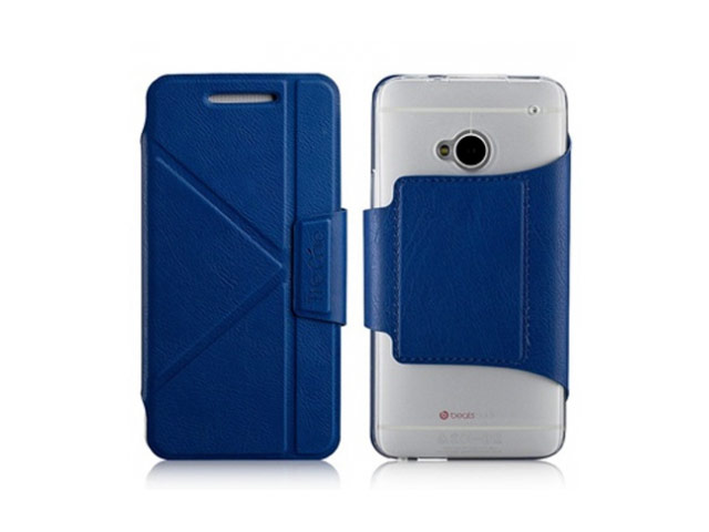 Чехол Momax The Core Smart Case для HTC One 801e (HTC M7) (синий, кожанный)