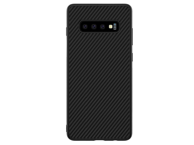 Чехол Nillkin Synthetic fiber для Samsung Galaxy S10 plus (черный, карбон)