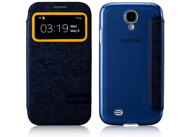 Чехол Momax Flip View для Samsung Galaxy S4 i9500 (синий, кожанный)