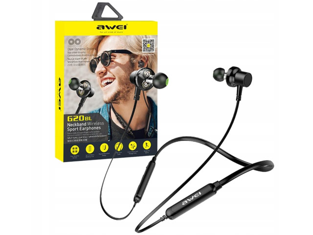 Беспроводные наушники Awei Neckband Wireless Sports Earphones G20BL (черные, пульт/микрофон)