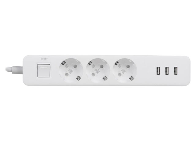 Сетевой фильтр Xiaomi Mi Power Strip (220В, 1.4 м, 3 розетки, 3xUSB, 2.1A, белый)