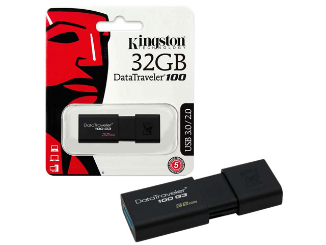 Флеш-карта Kingston DataTraveler 100 (32Gb, USB 3.1, черная)