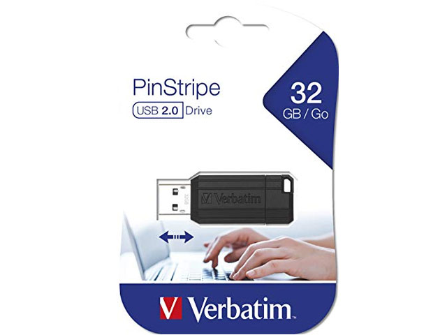 Флеш-карта Verbatim PinStripe (32Gb, USB 2.0, черная)
