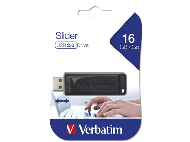Флеш-карта Verbatim Slider (16Gb, USB 2.0, черная)