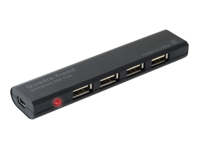 USB-хаб Defender Quadro Promt универсальный (4 x USB-порта, USB 2.0, черный)