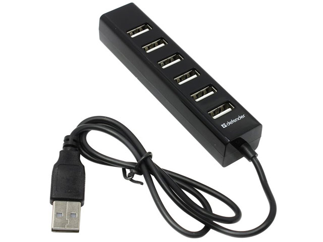 USB-хаб Defender Quadro Swift универсальный (7 x USB-портов, USB 2.0, черный)