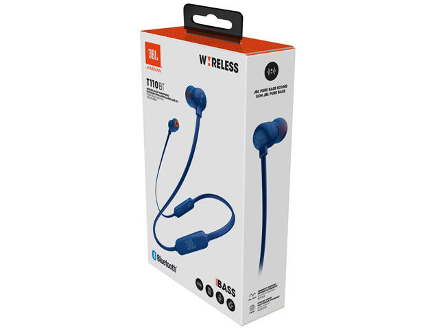 Беспроводные наушники JBL Tune T110BT (синие, пульт/микрофон)