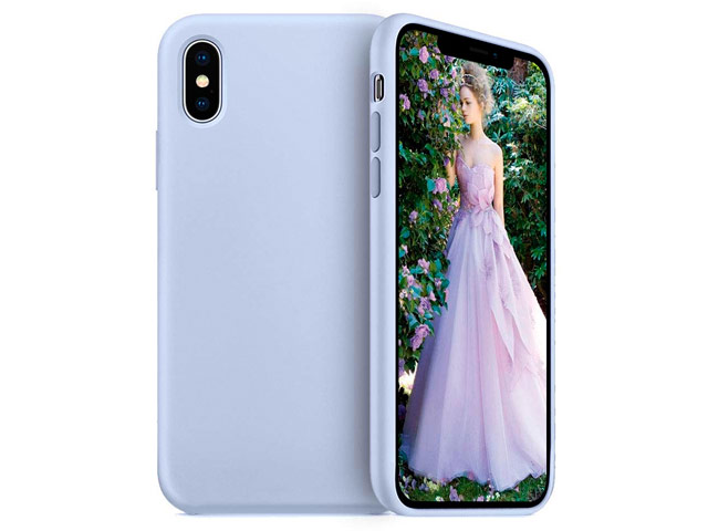 Чехол Yotrix LiquidSilicone для Apple iPhone XS (голубой, гелевый)