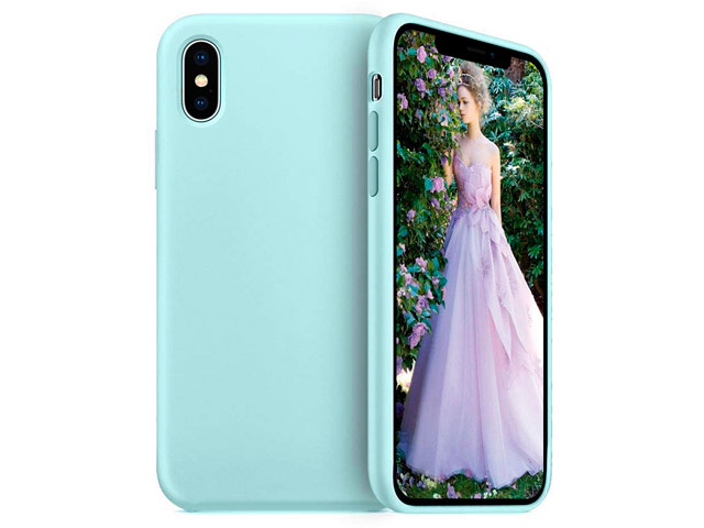 Чехол Yotrix LiquidSilicone для Apple iPhone XS (бирюзовый, гелевый)