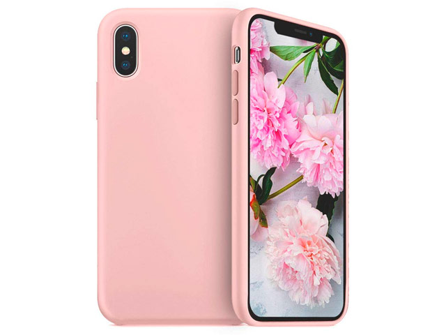 Чехол Yotrix LiquidSilicone для Apple iPhone XS (светло-розовый, гелевый)