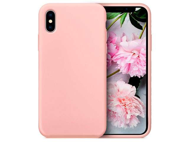 Чехол Yotrix LiquidSilicone для Apple iPhone XS (светло-розовый, гелевый)