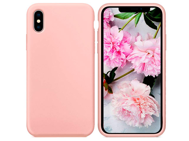 Чехол Yotrix LiquidSilicone для Apple iPhone XS (светло-розовый, гелевый)