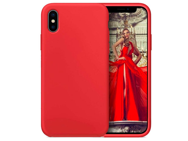 Чехол Yotrix LiquidSilicone для Apple iPhone XS max (красный, гелевый)