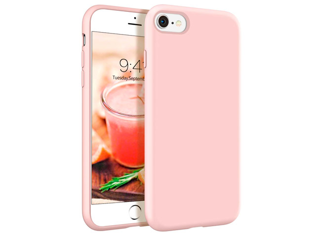 Чехол Yotrix LiquidSilicone для Apple iPhone 8 (светло-розовый, гелевый)