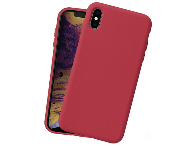 Чехол Yotrix LiquidSilicone для Apple iPhone XS (темно-красный, гелевый)