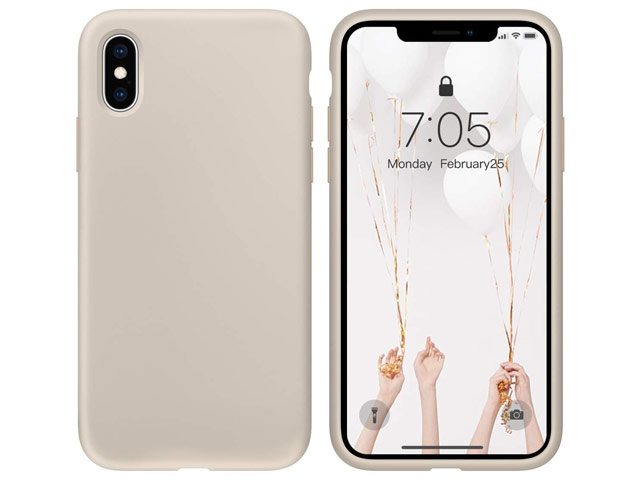 Чехол Yotrix LiquidSilicone для Apple iPhone XS (бежевый, гелевый)