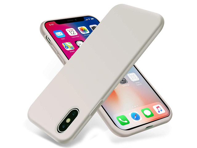 Чехол Yotrix LiquidSilicone для Apple iPhone XS (бежевый, гелевый)