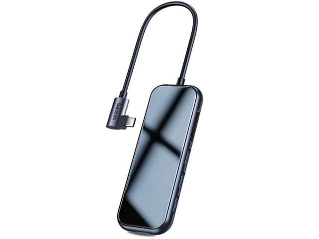 USB-хаб Baseus Mirror Series Hub универсальный (USB-C, 3 x USB 3.0, USB-C вход, HDMI, microSD/SD, темно-серый)