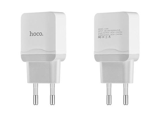 Зарядное устройство Hoco Superior Charger C33A универсальное (сетевое, 2.4A, 2xUSB, белое)