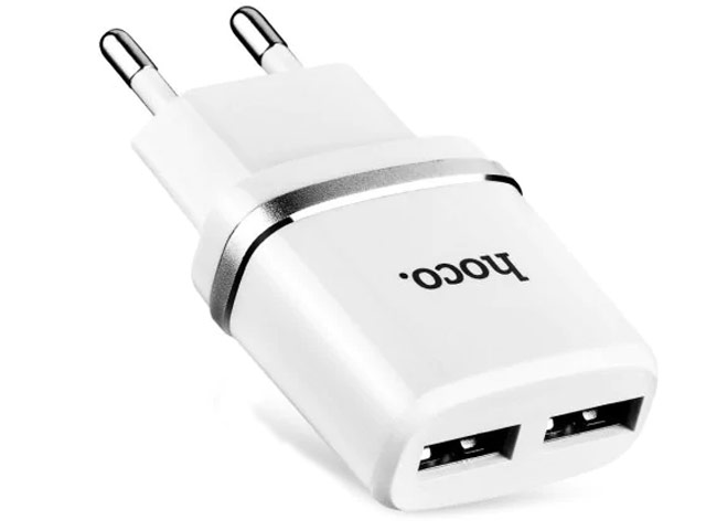 Зарядное устройство Hoco Smart Dual Charger C12 универсальное (сетевое, 2.4A, 2xUSB, белое)