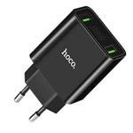 Зарядное устройство Hoco Cool Double Charger C25A универсальное (сетевое, 2.1A, 2xUSB, индикация, черное)