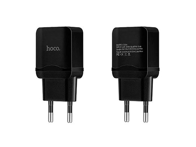 Зарядное устройство Hoco Superior Charger C33A универсальное (сетевое, 2.4A, 2xUSB, черное)