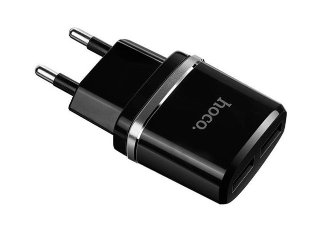 Зарядное устройство Hoco Smart Dual Charger C12 универсальное (сетевое, 2.4A, 2xUSB, черное)