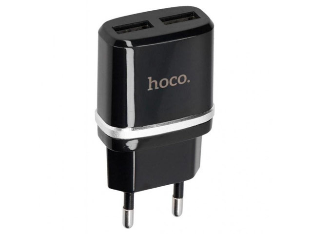 Зарядное устройство Hoco Smart Dual Charger C12 универсальное (сетевое, 2.4A, 2xUSB, черное)