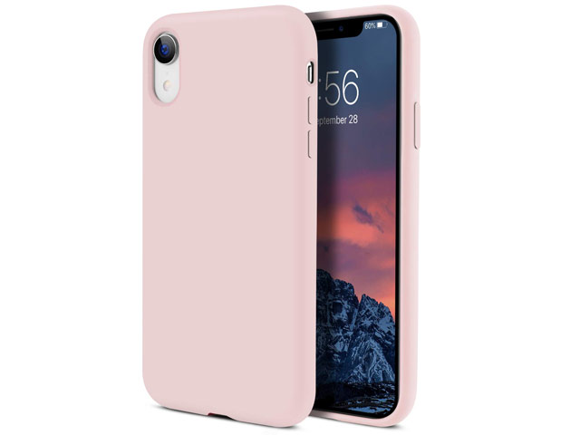 Чехол Yotrix LiquidSilicone для Apple iPhone XR (светло-розовый, гелевый)
