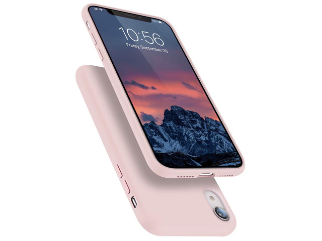 Чехол Yotrix LiquidSilicone для Apple iPhone XR (светло-розовый, гелевый)