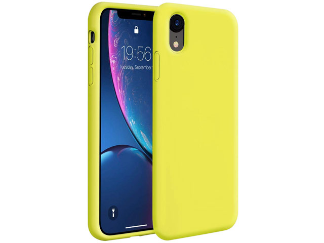 Чехол Yotrix LiquidSilicone для Apple iPhone XR (лимонный, гелевый)