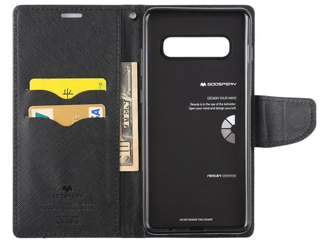 Чехол Mercury Goospery Fancy Diary Case для Samsung Galaxy S10 (черный/коричневый, винилискожа)