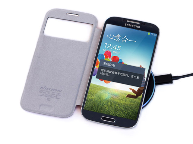 Чехол Nillkin lntelligent case для Samsung Galaxy S4 i9500 (черный, адаптер QI, кожанный)