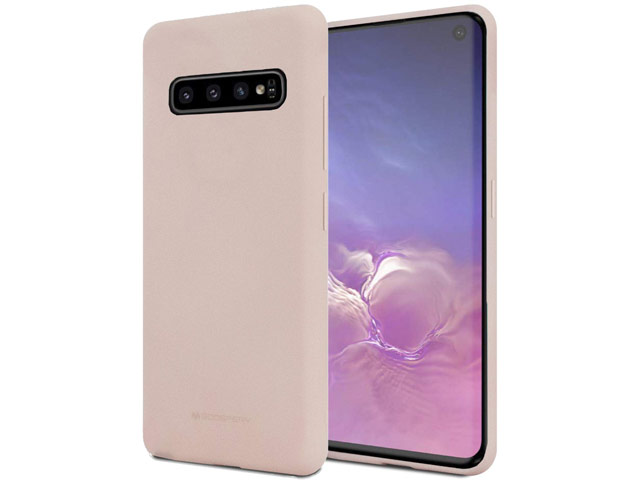 Чехол Mercury Goospery Soft Feeling для Samsung Galaxy S10 (бежевый, силиконовый)