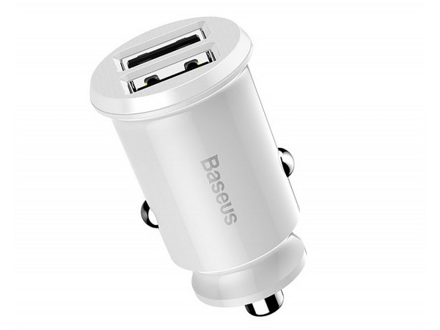 Зарядное устройство Baseus Grain Car Charger универсальное (автомобильное, 3.1A, 2 x USB, белое)