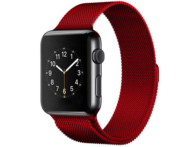 Ремешок для часов Yotrix Milanese Band для Apple Watch 42/44 мм (красный, стальной)