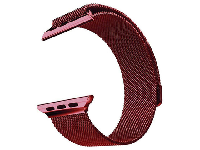 Ремешок для часов Yotrix Milanese Band для Apple Watch 42/44 мм (красный, стальной)