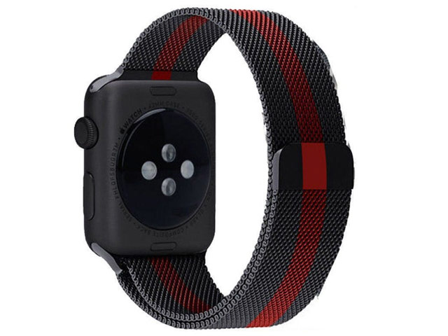 Ремешок для часов Yotrix Milanese Band для Apple Watch 38/40 мм (красный/черный, стальной)